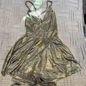 Gold Metallic Mini Dress